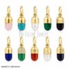 925 Sterling Silver Capsule Pendant, Gold Vermeil Pill Charm, Gemstone Necklace