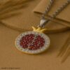 Sterling Silver Pomegranate Pendant Necklace, Ruby Gemstone, Two-Tone Gold Silver Fruit