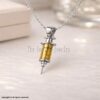 Sterling Silver Syringe Pendant Necklace, Rose Gold Accent, Medical Jewelry