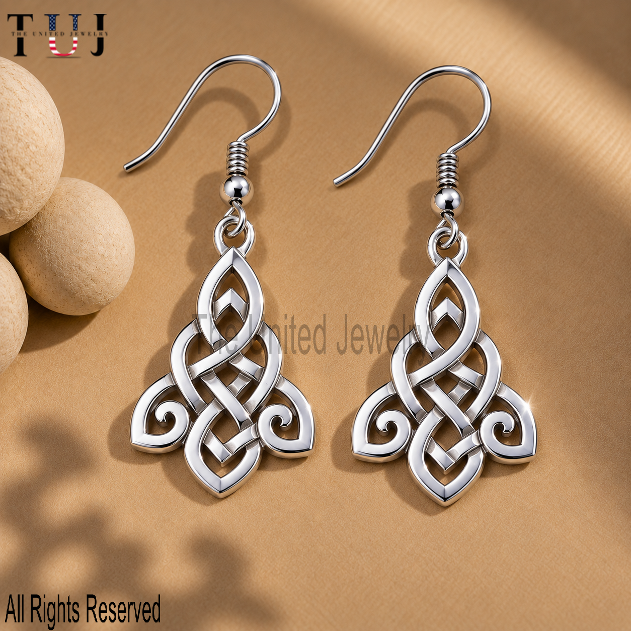 Sterling Silver Celtic Knot Circle Dangle Earrings, Irish Viking Jewelry