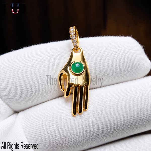 Hand Figa Pendant – 925 Sterling Silver, Gold Plated Good Luck Charm, Protective Talisman Jewelry