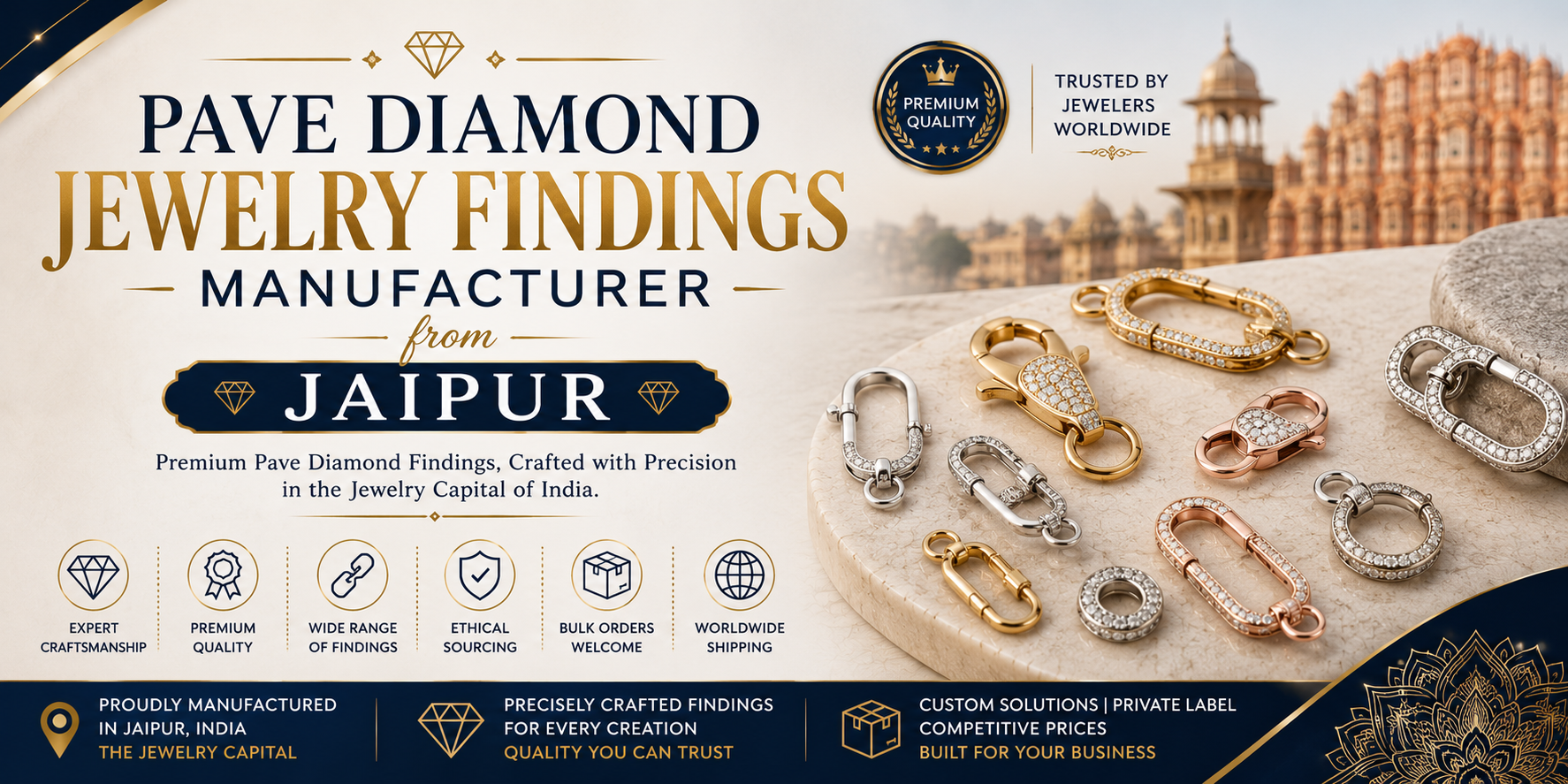 Pave Diamond Jewelry Findings Manufacturer from Jaipur