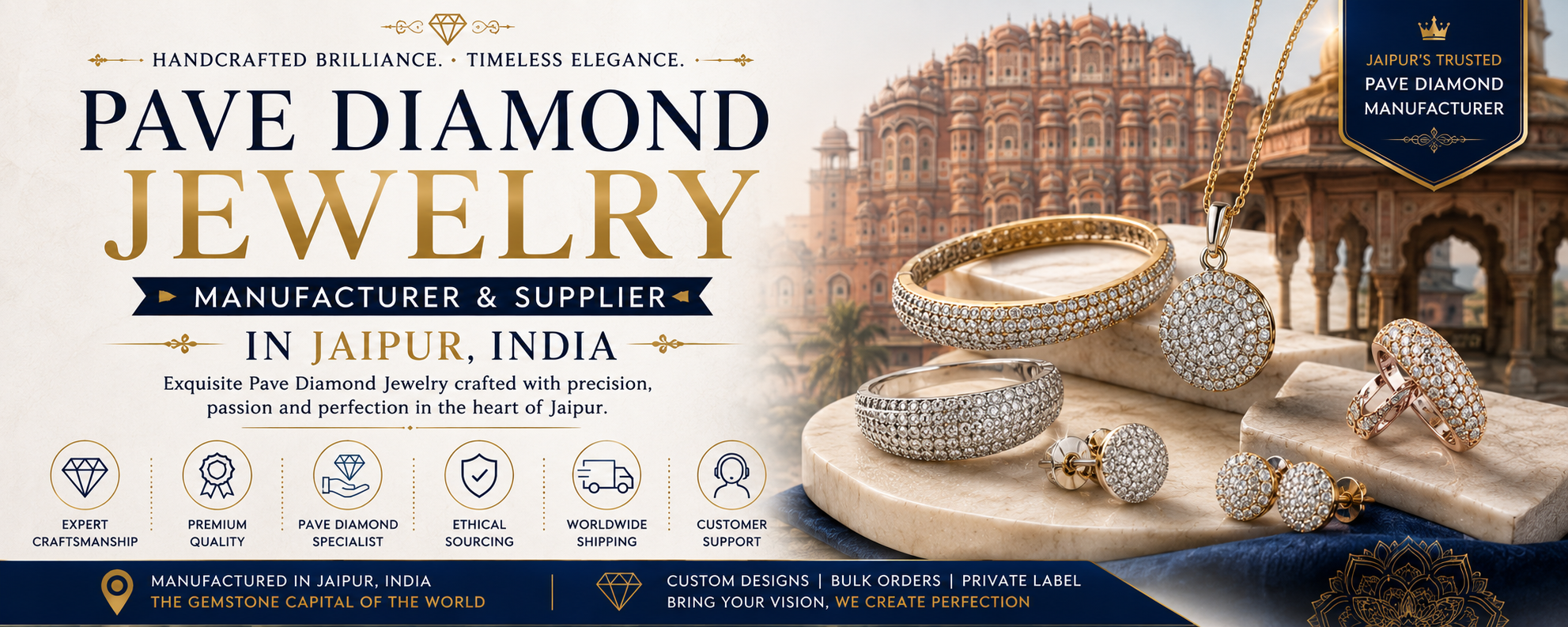 Pave Diamond Jewelry Manufacturer & Supplier in Jaipur, India