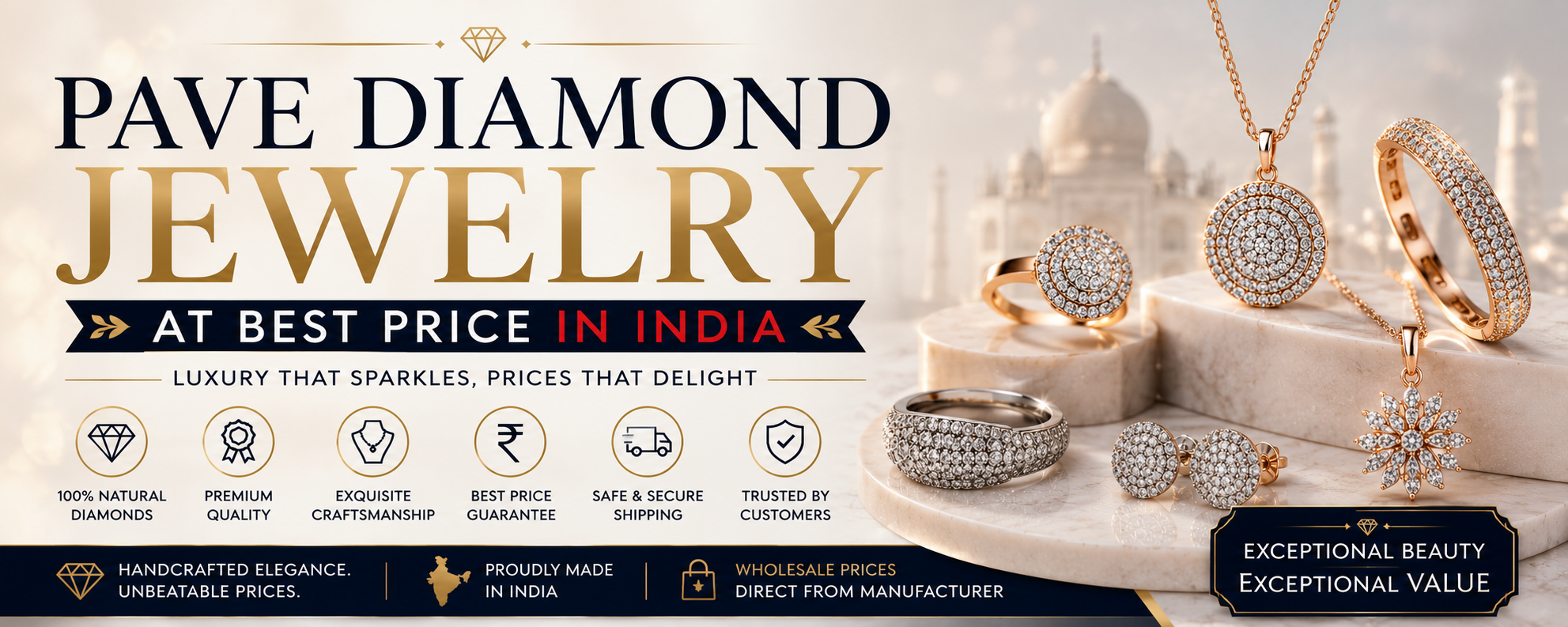 Pave Diamond Jewelry at Best Price in India | The United Jewelry