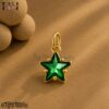 Handmade Star Charm Pendant, Yellow Gold Plated Sterling Silver, Tsavorite Gemstone