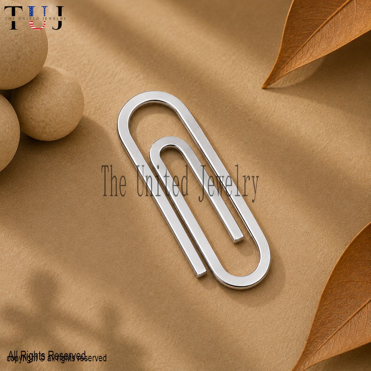 925 Sterling Silver Paper Clip Charm Pendant, Minimalist Paperclip Jewelry, Modern Geometric Charm