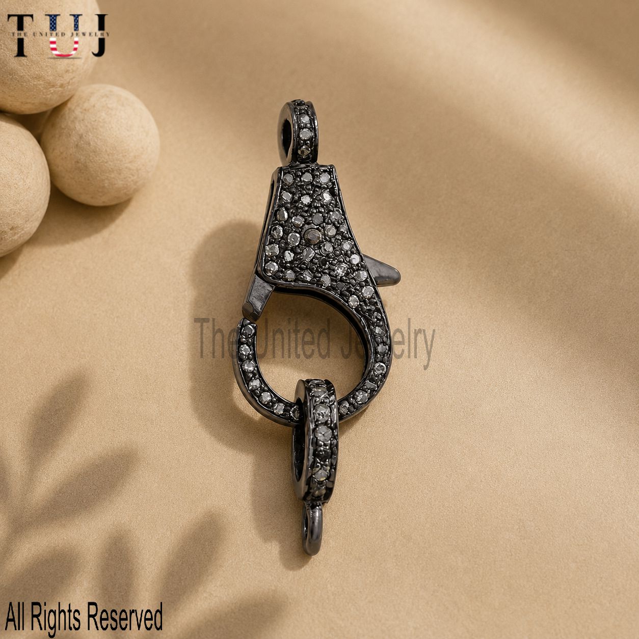 Handmade Diamond Ring 925 Sterling Silver Lobster Clasp Lock Jewelry