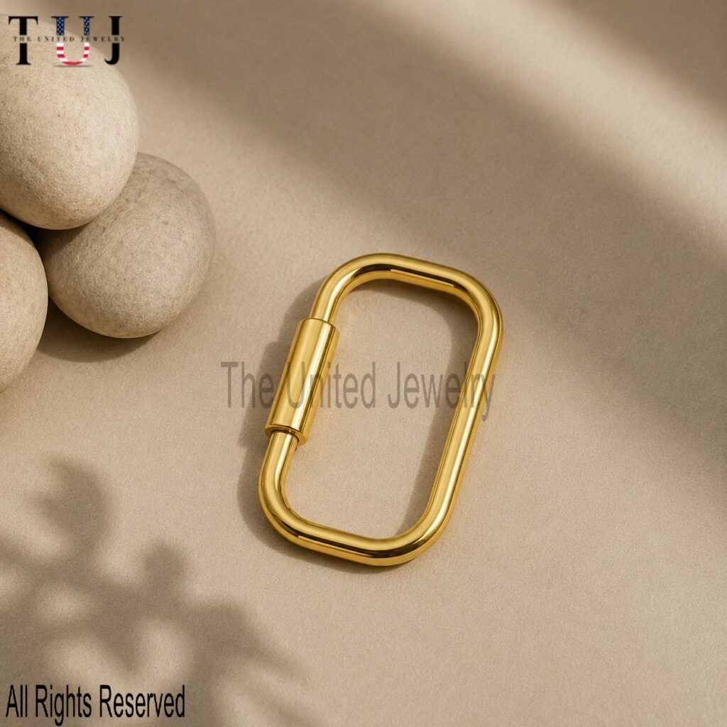 18k Gold Plating Handmade Carabiner Clasp Lock Jewelry Findings 925 Sterling Silver