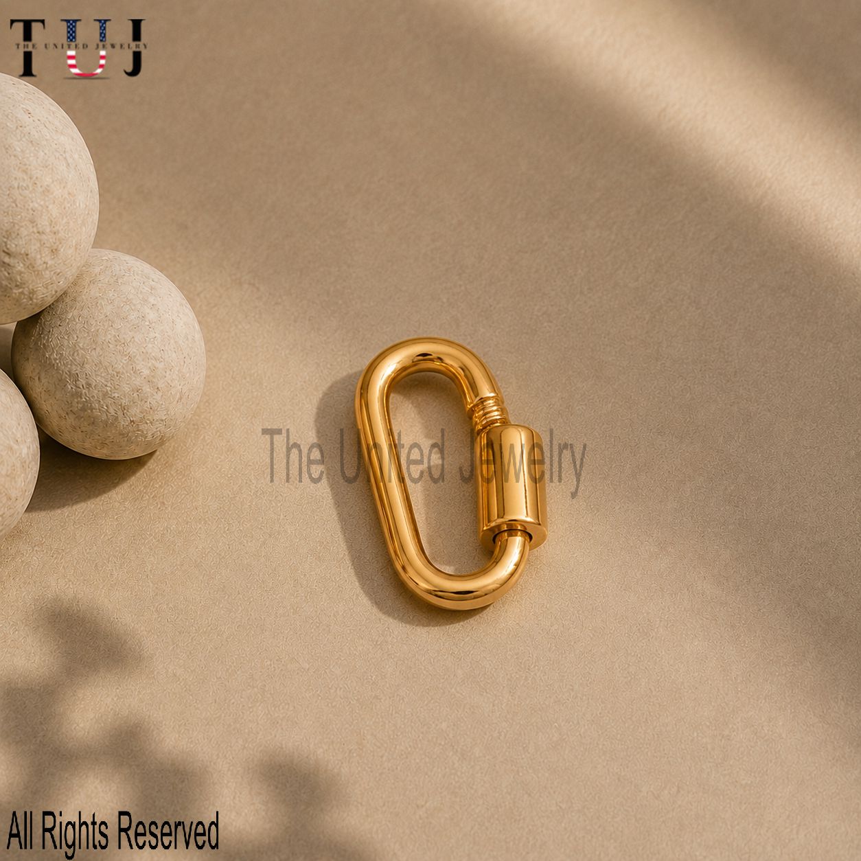 14k Solid Yellow Gold Mini Carabiner Clasp Lock Jewelry Findings
