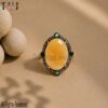 Handmade Sterling Silver Yellow Gemstone Ring | Vintage Oval Statement