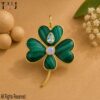 Gold Plated Sterling Silver Four Leaf Clover Pendant: Malachite, Topaz & Moonstone