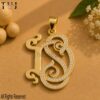 DS Moissanite Monogram Pendant, 925 Sterling Silver Gold-Plated Two-Letter Initial Charm