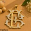 ES Moissanite Monogram Pendant, 925 Sterling Silver Gold-Plated Two-Letter Initial Charm