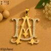 UA Moissanite Monogram Pendant, 925 Sterling Silver Two-Letter Initial Charm