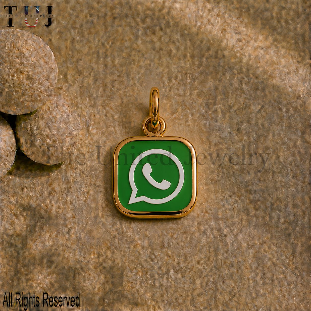 925 Sterling Silver WhatsApp Logo Enamel Charm Pendant, Green Social Media Charm, Phone Logo Pendant, Creator Gift Jewelry