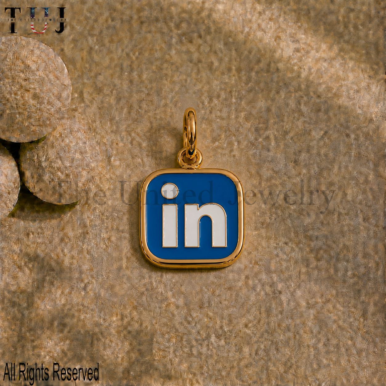 925 Sterling Silver LinkedIn Logo Enamel Charm Pendant, Blue Social Media Charm, Professional Logo Pendant, Creator Gift Jewelry