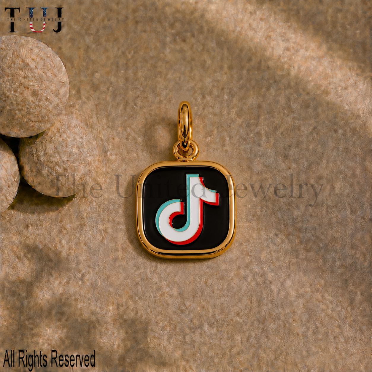925 Sterling Silver TikTok Logo Enamel Charm Pendant, Social Media Charm, Black Enamel Logo Pendant, Creator Gift Jewelry