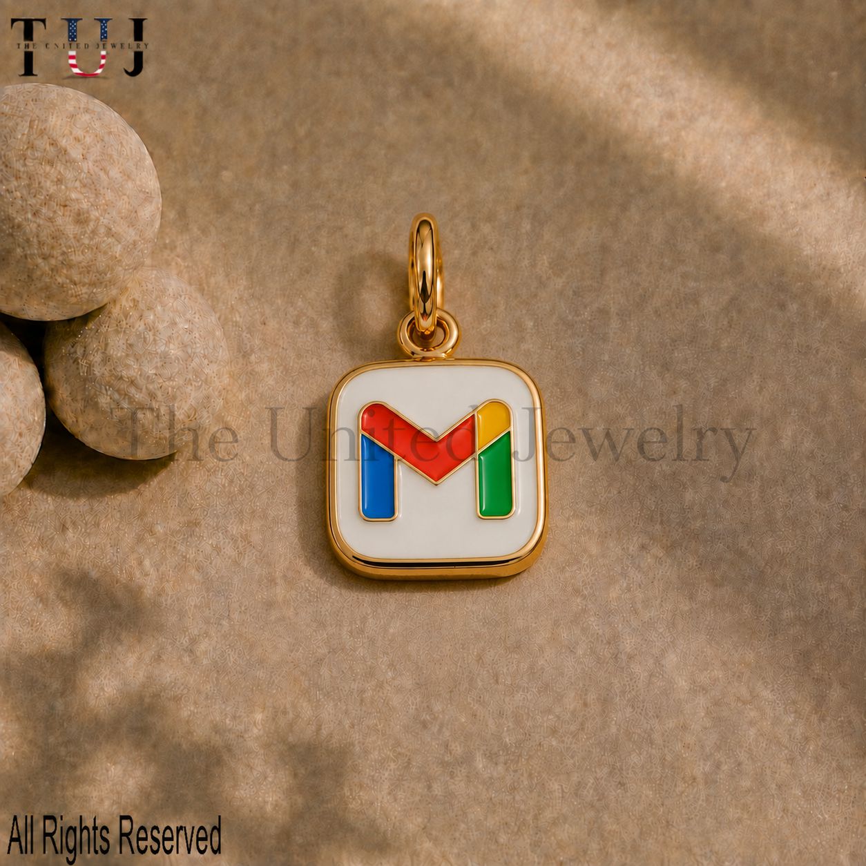 925 Sterling Silver Gmail Inspired Charm Pendant, Multicolor Enamel Email Logo Charm, Gold Plated Tech Lover Gift, Digital Creator Jewelry