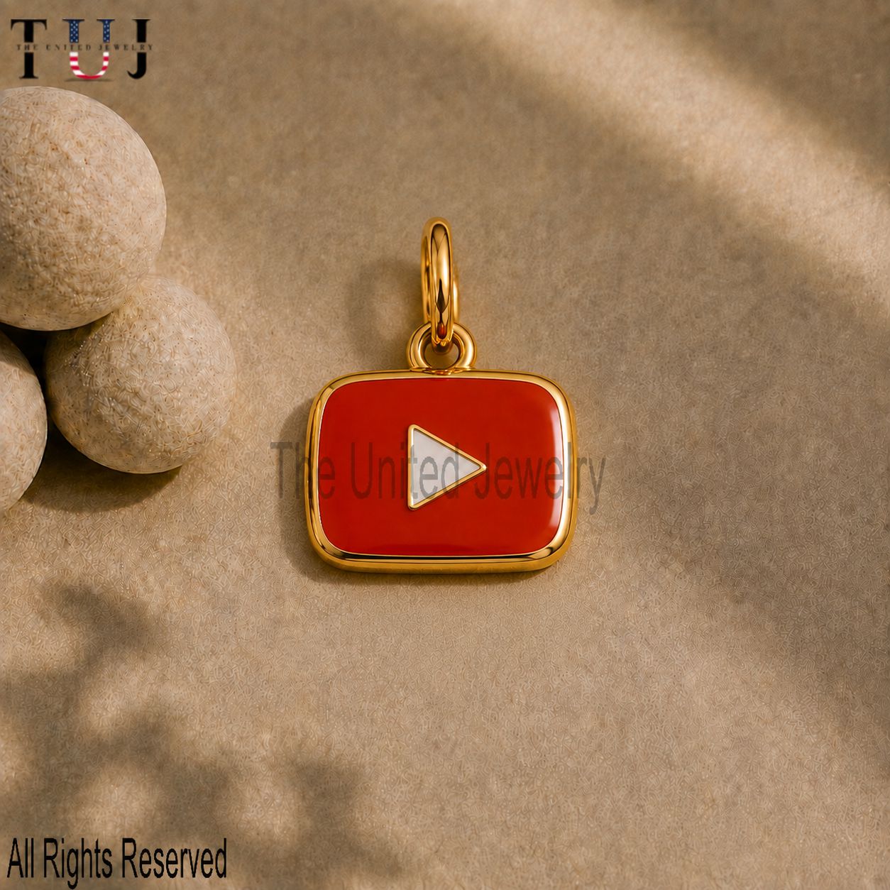 925 Sterling Silver YouTube Charm Pendant, Red Enamel Play Button Charm, Content Creator Gift, Social Media Jewelry, YouTuber Gift