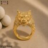 Wolf Head Ring, 925 Sterling Silver Wolf Ring for Men, Gothic Werewolf Ring, Gold Animal Statement Ring