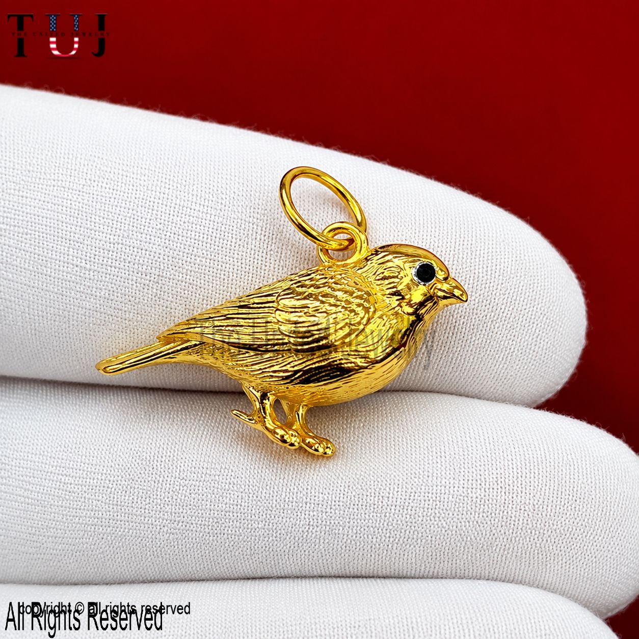 Bird Necklace • 925 Sterling Silver Gold Bird Pendant • Minimal Nature Jewelry