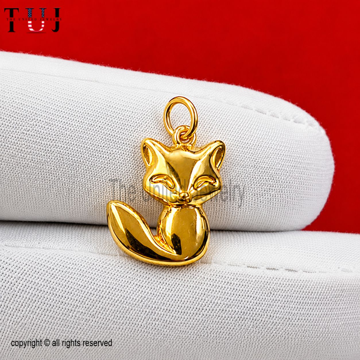 925 Sterling Silver Fox Pendant Necklace, Minimal Gold Fox Charm
