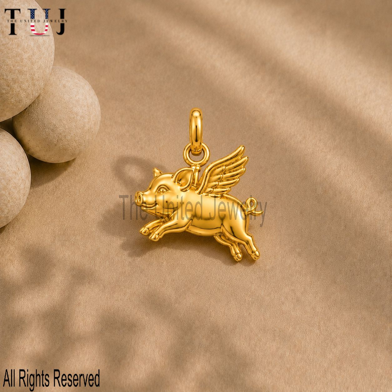 Flying Pig Pendant 925 Sterling Silver