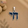 Sterling Silver Chai Pendant Necklace, Blue Enamel Hebrew Symbol, Judaica Jewelry