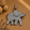 Ruby Eyed Pave Diamond Handmade 925 Silver Designer Elephant Charm Pendant