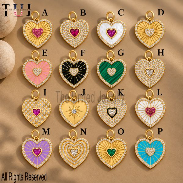 925 Sterling Silver Pave Diamond Heart Pendant, Gold Plated Love Necklace