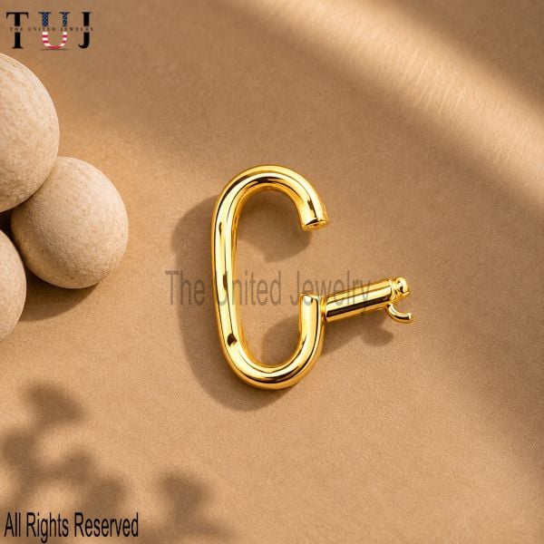 925 Sterling Silver Gold Plated Charm Holder Lock, Minimalist Jewelry Enhancer