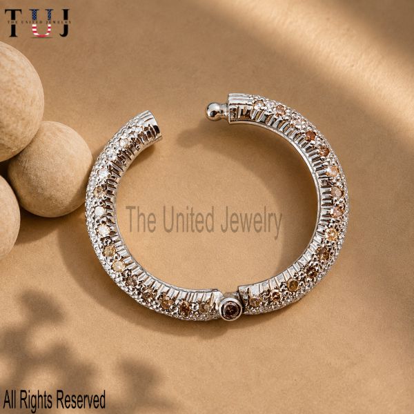 Sterling Silver Pavé Diamond Charm Holder Lock, Round Jewelry Enhancer