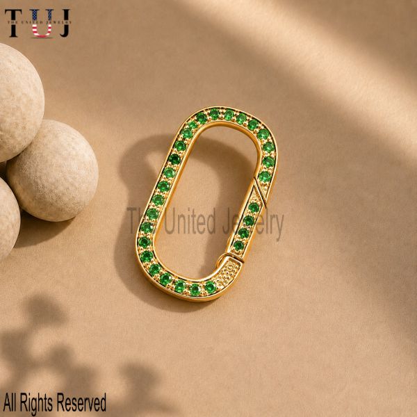 925 Sterling Silver Tsavorite Charm Holder, Gold Plated Jewelry Enhancer