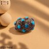 925 Sterling Silver Turquoise Bead Finding, Pavé Gemstone Spacer Bead, Jewelry Making Finding