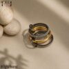 925 Sterling Silver Multi Band Natural Diamond Ring, Gold Plated Layered Stacking Ring