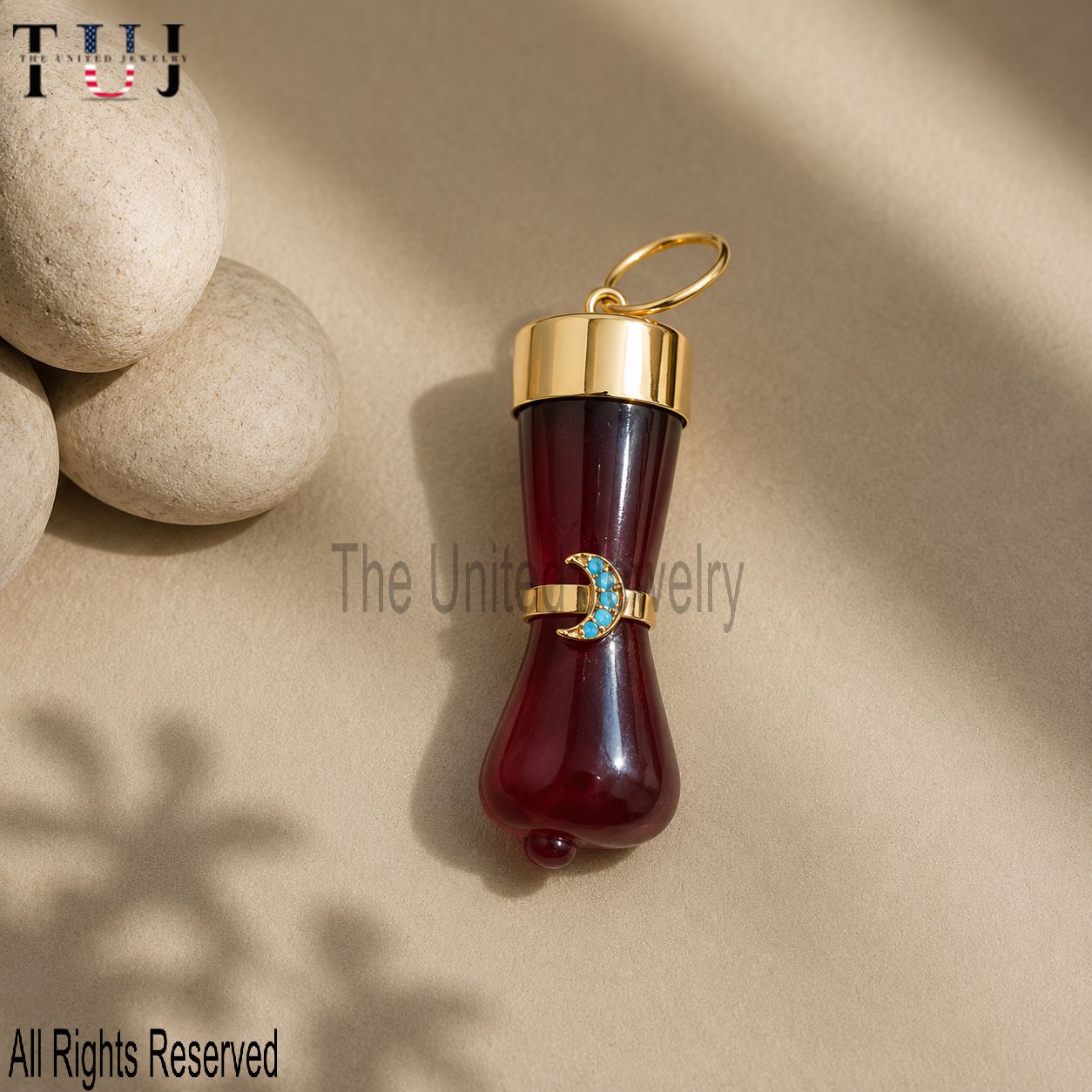 Red Carnelian Figa Hand Pendant, Gold Crescent Moon Charm, Evil Eye Protection Jewelry