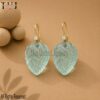 Craved Gemstone Long Pear Shape Dangles Sterling Silver Earrings For Women's