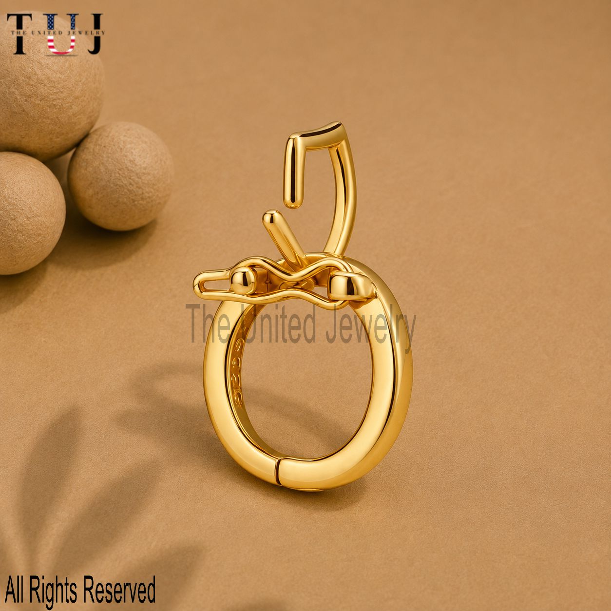 925 Sterling Silver Snap Bail Connector, Gold Finish Pendant Clasp, Jewelry Finding