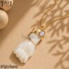 Sterling Silver Hand Pendant Necklace, Natural Moonstone Charm, Victorian Style Jewelry