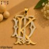 TDK Moissanite Monogram Pendant, 925 Sterling Silver Gold-Plated Three-Letter Initial Charm