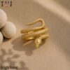 925 Sterling Silver Gold Plated Snake Ring, Coiled Serpent Wrap Jewelry