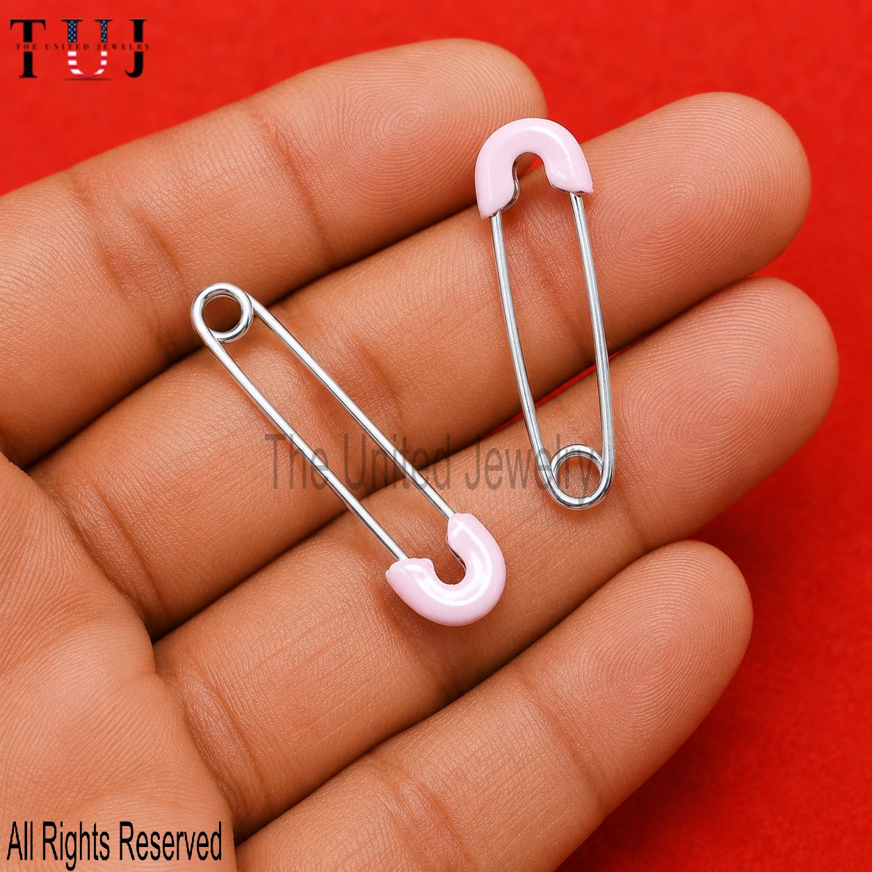 Sterling Silver Pink Enamel Safety Pin Charm