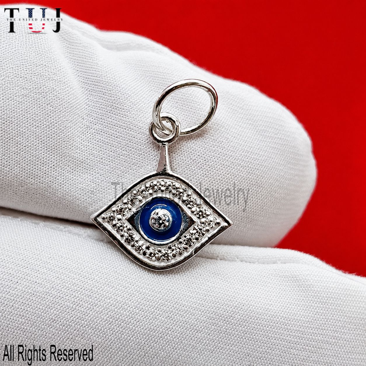Gold Evil Eye Pendant | Sterling Silver, Blue Enamel, Cubic Zirconia