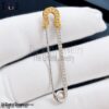 Two Tone Sterling Silver Diamond Safety Pin Pendant: Modern Paper Clip Brooch