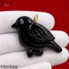Sterling Silver Black Onyx Sparrow Pendant, Hand Carved Bird Charm