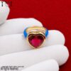 Gold Plated Sterling Silver Heart Ruby Ring, Romantic July Birthstone Jewelry