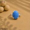 Sterling Silver Oval Turquoise Ring, Minimalist Gemstone Statement Ring