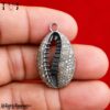 Pave Diamond Cowrie Shell Pendant: Sterling Silver Boho Necklace
