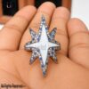 925 Sterling Silver Starburst Ring, Blue White CZ Celestial Statement Ring
