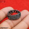 925 Sterling Silver Pave Band Ring, Vintage Oxidized CZ Statement Ring